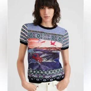 Pull/t-shirt Desigual Marin Pour Fille - Taille 7/8 Ans - Bleu Marine - Occasion Impeccable